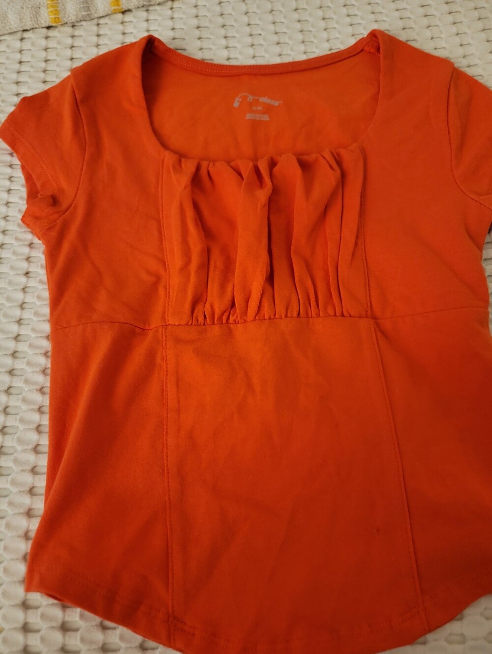 art class Orange Short Sleeve Pleated Scoop Neck Top